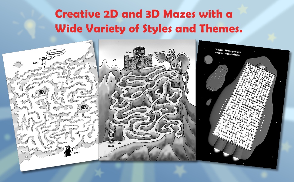 mazes for kids, 3D mazes, puzzle book, travel book, benedikt beron