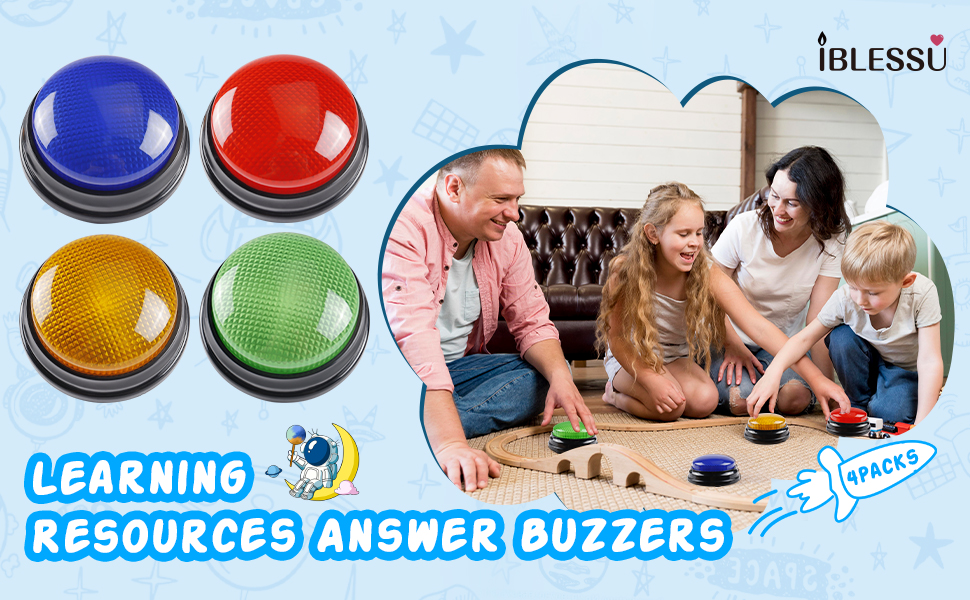 IBLESSU 4Pack Buzzers for Trivia Games Game Show Buzzers
