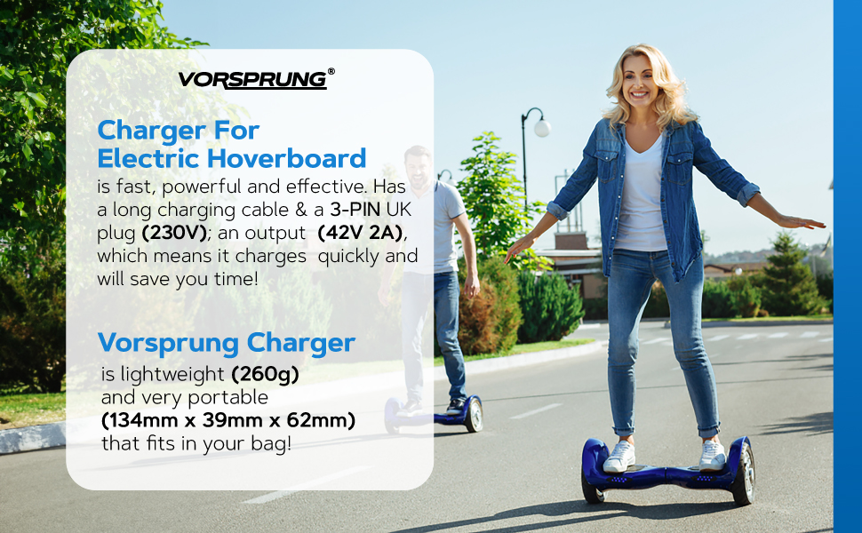 VORSPRUNG® Rapid Hoverboard (SelfBalancing) & Scooter Charger with LED