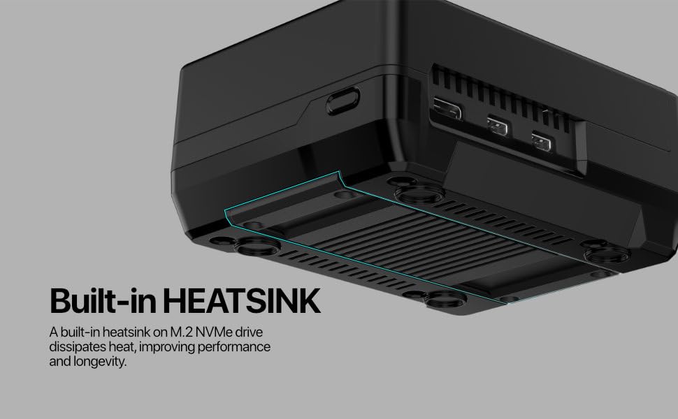 A built-in heatsink on M.2 NVMe drive dissipates heat, improving performance and longevity.