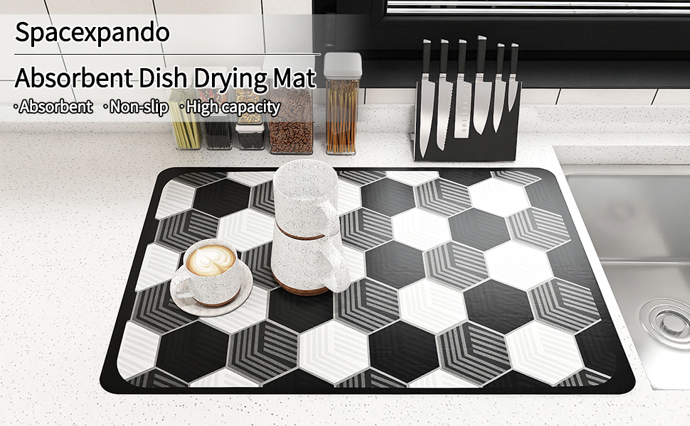 Spacexpando Dish Drying Mat for Kitchen Countertop 12x20IN