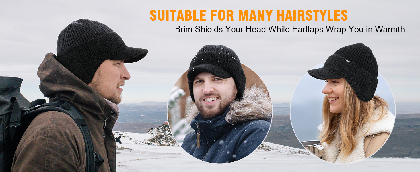 Fleece Lined Warm Knit Hat for Men Women