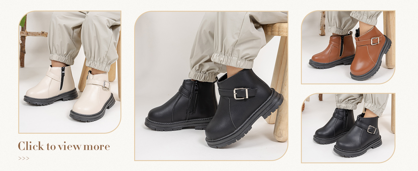 Boys Girls High Top Leather Ankle Boots