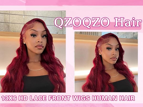 Amazon.com : QZOQZO 28 Inch 99j Burgundy Lace Front Wigs