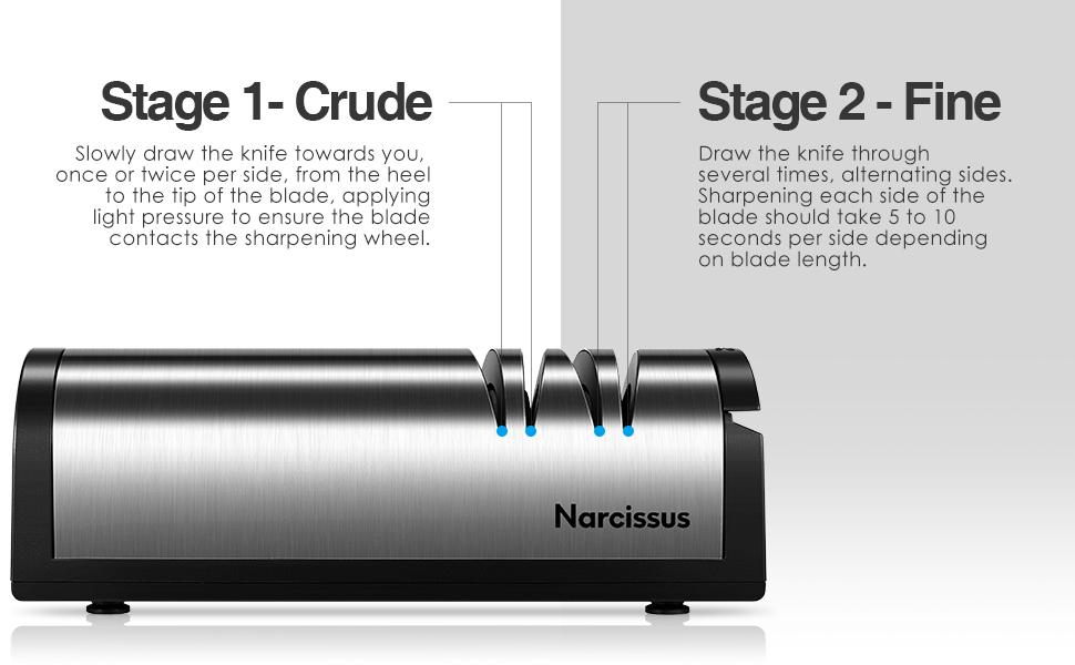 Narcissus Knife Sharpener, Professional 2 Stage Electric