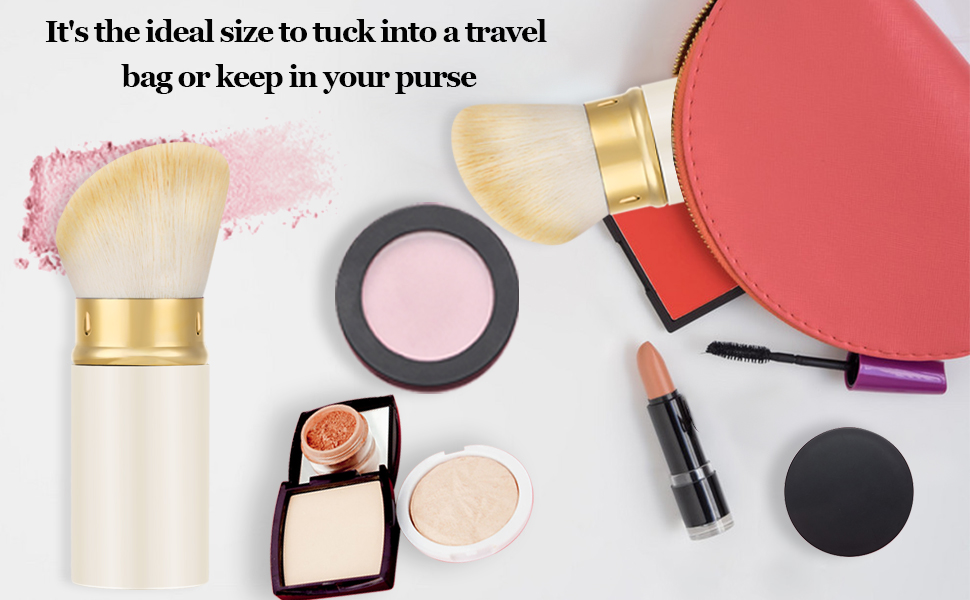 Falliny Retractable Kabuki Makeup Brush, Angled Travel