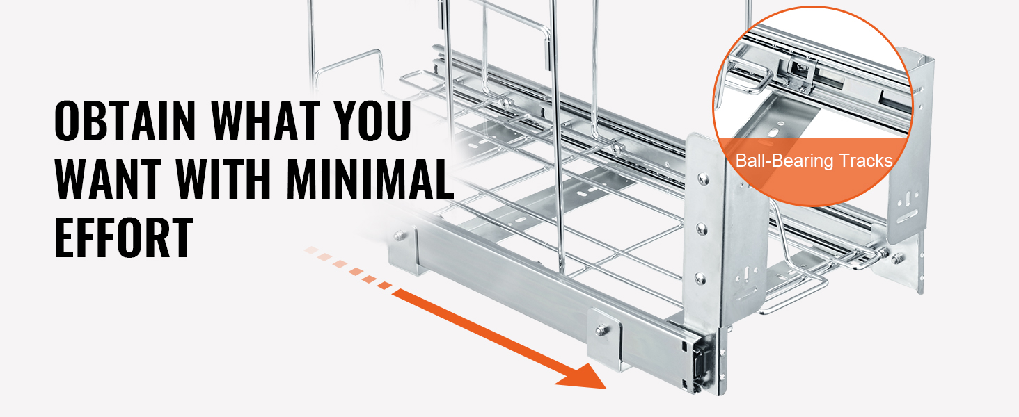 VEVOR PullOut Trash Can, 35L Single Bin, Under Mount Kitchen Waste