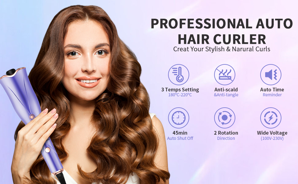 Automatic Hair Curler, Curling Wand,160°220° Adjustable Temperature