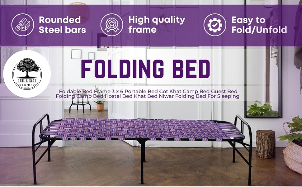 Cane Rack Single Folding Bed Folding Palang Portable Single Folding