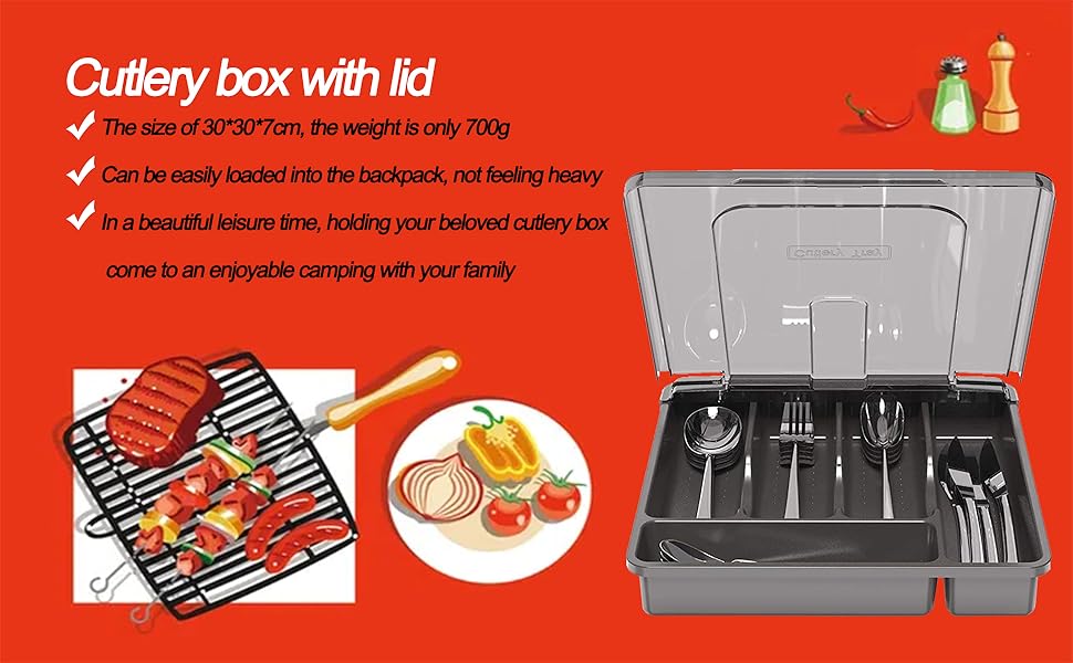 HIMAugbo Cutlery Tray with Lid, Campervan Cutlery Holder with Lids