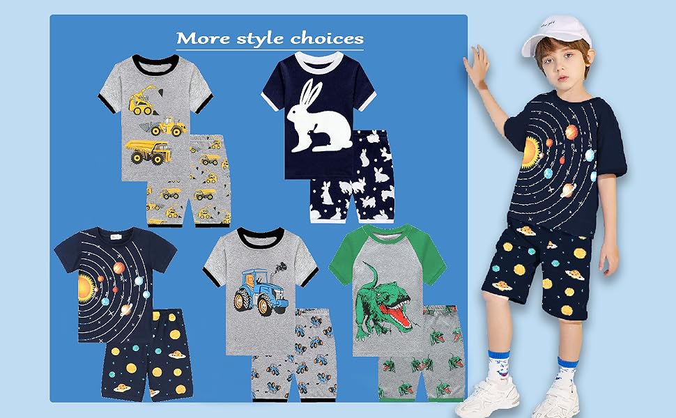 toddler boys short Pyjamas pajamas sleepwear dinosaur planet nightwear pjs t shirt tops pants bottom