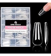 UNA GELLA Coffin Gel Nail Tips 504pcs 12 Sizes Clear Press on Nails Base Tips Coffin False Fake T...