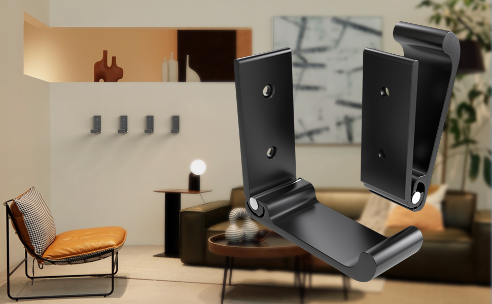 6Pcs 3'' Folding Coat Hooks Black Foldable Hooks Aluminum Alloy No Rust