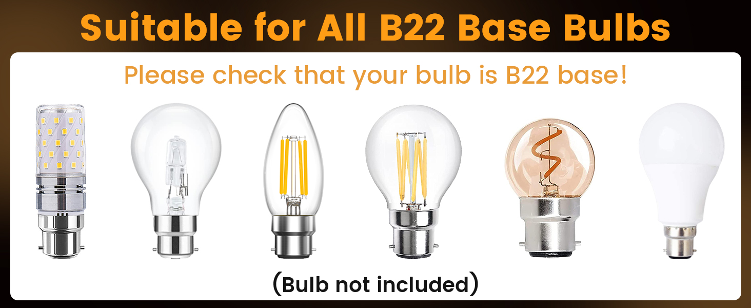 Luxvista B22 BC Bulb Holder, 10mm Safety Switch Lamp Bulb