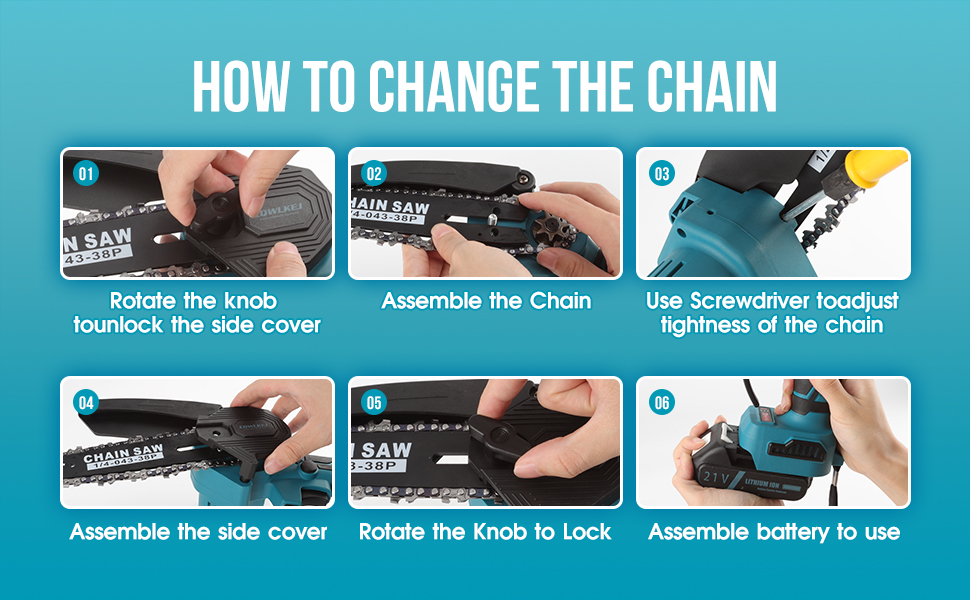 CQWLKEJ Mini Chainsaw Cordless 6inch, Electric Chainsaw Cordless with
