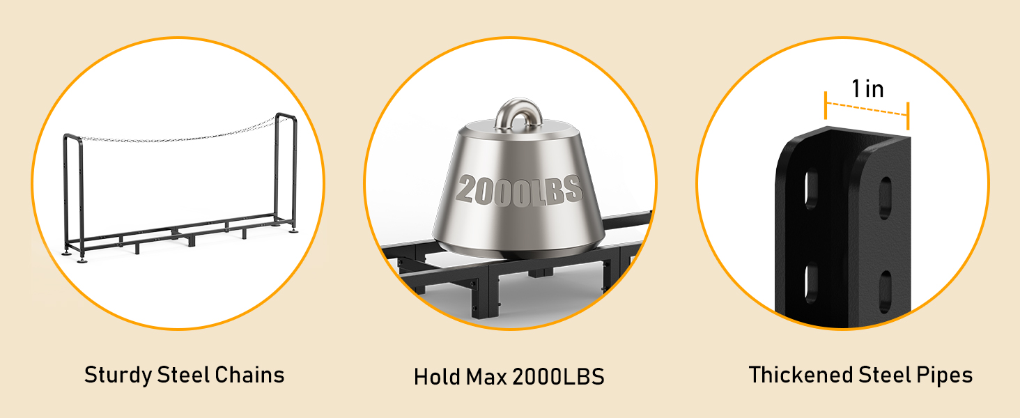 8FT Firewood Rack Outdoor with Cover