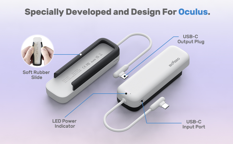 MOVMAO Battery Pack for Oculus Quest 2, 4000 mAh Extended
