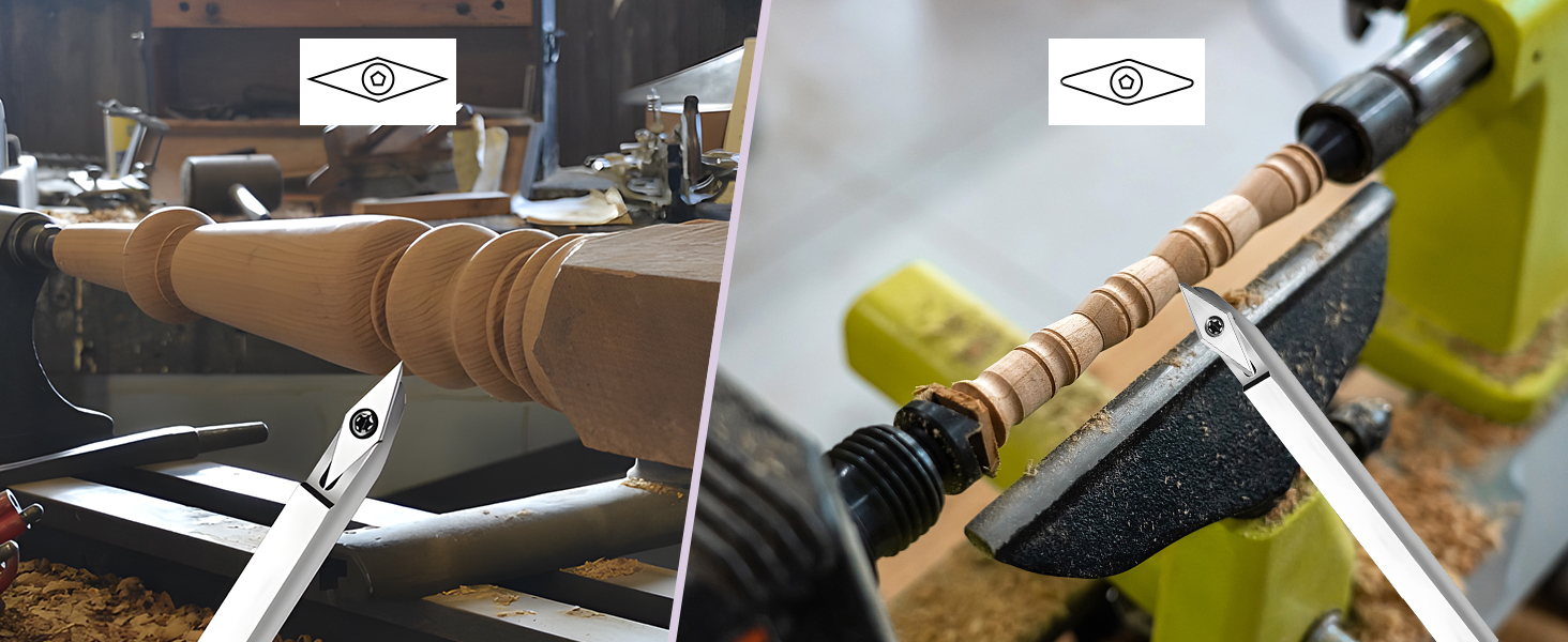 10Pcs Tungsten Carbide Cutters Set for Wood Lathe Turning Tools, Include 30x10mm Diamond Pointed Corner and Rounded Corner Diamond 5 Each, Supplied With Screws and Screwdriver 17 Tungsten Carbide Cutters Inserts Set for Wood Lathe Turning Tools