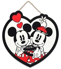 Mickey & Minnie Mouse Heart Hanging Wood Wall Decor