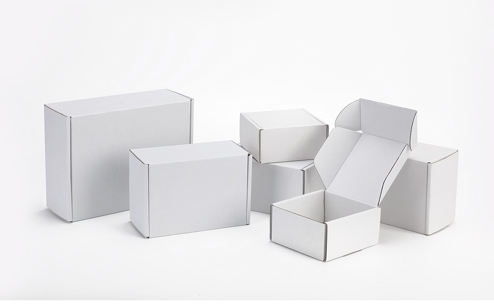 DUZCLI Shipping Boxes, Small Size 8x4x4 inches Set of 25 White Gift Box Corrugated