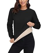 MAGCOMSEN Women's Sherpa Lined Sweatshirts Thermal Casual Crewneck Fleece Pullover Winter Warm Th...