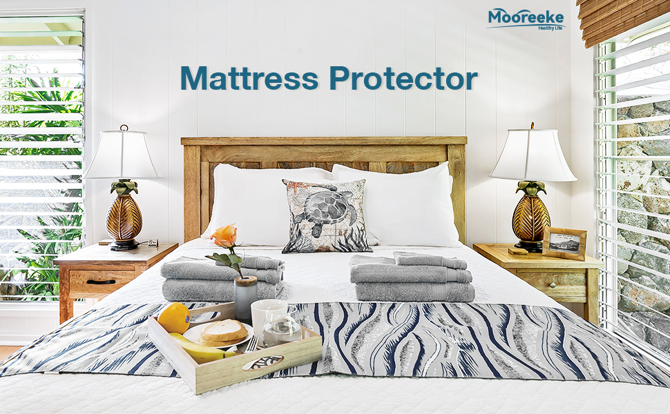 Mooreeke Waterproof Mattress Protector Double Bed Non Noisy Mattress