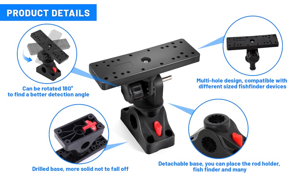 Xproutdoor Fish Finder Mounts for Boat, 360° Adjustable