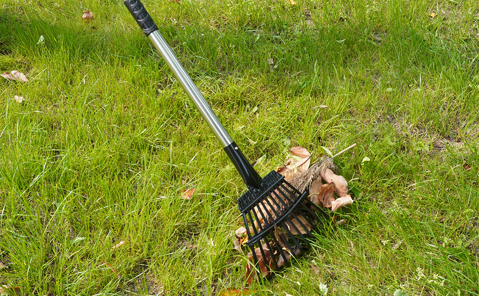 HOMIMP Leaf Rake for Gardening, 11 Tines Lightweight