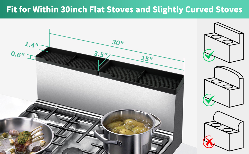 EMANNON Stove Top Shelf 30 Inch Silicone Shelf