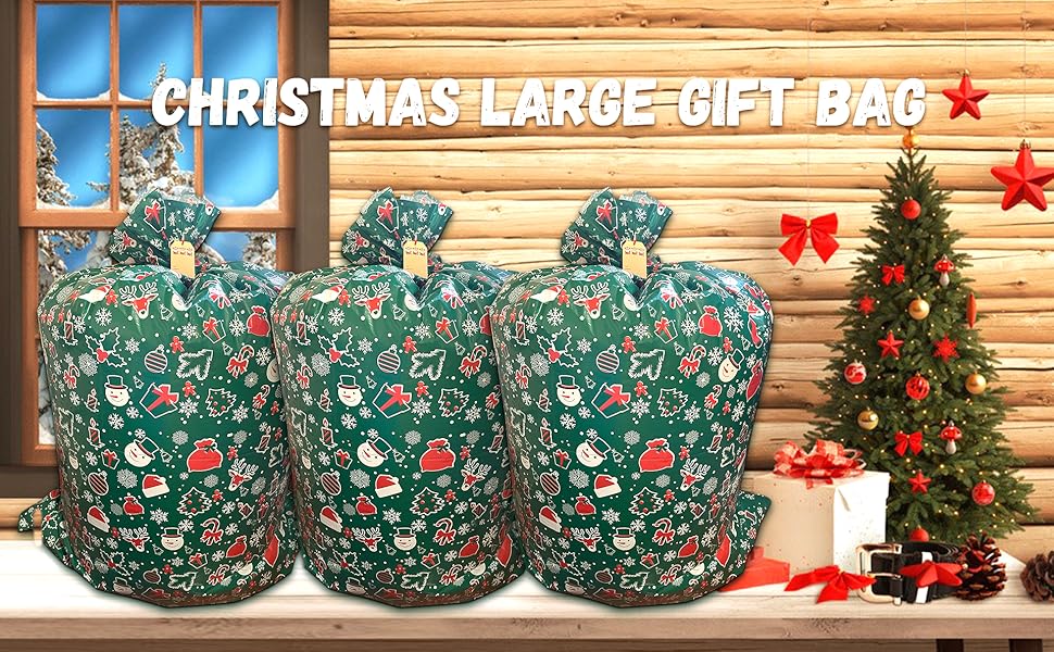 Aesorad 3 Pieces 56 Inch Extra Large Christmas Gift Bag