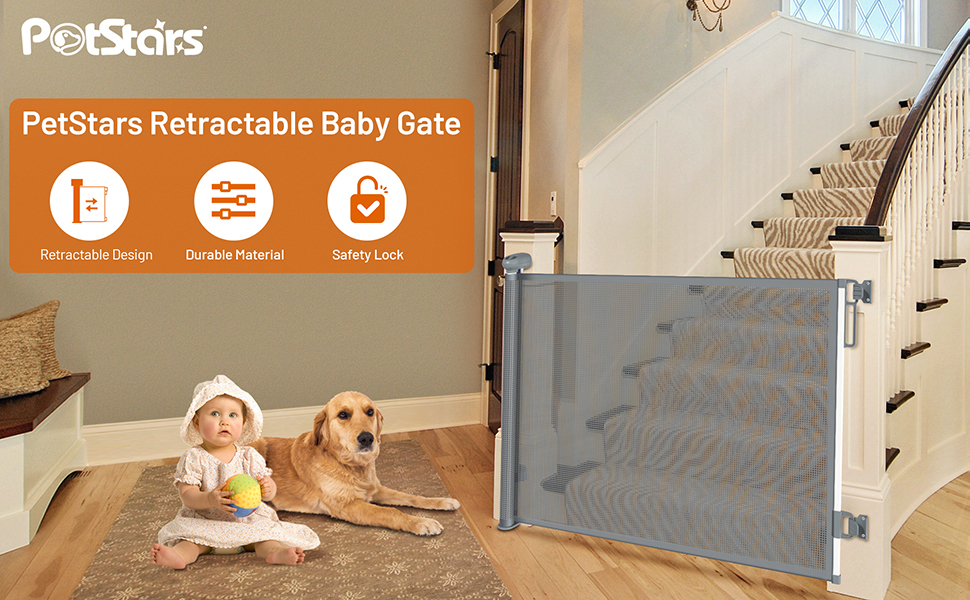 PetStars Retractable Baby Gate
