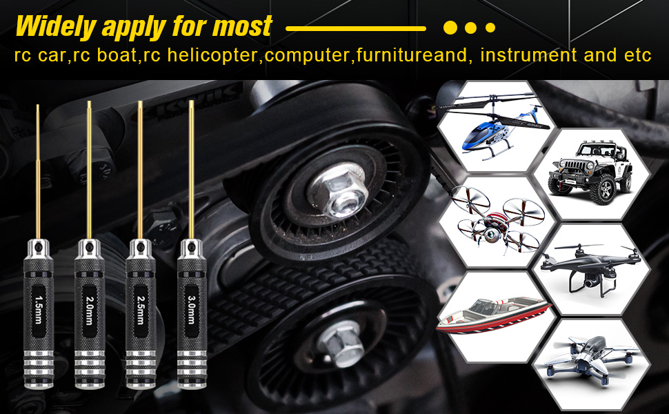 4pcs Hex Screw Driver, RC Tools Kit Hexagon Screwdriver Set with Cross