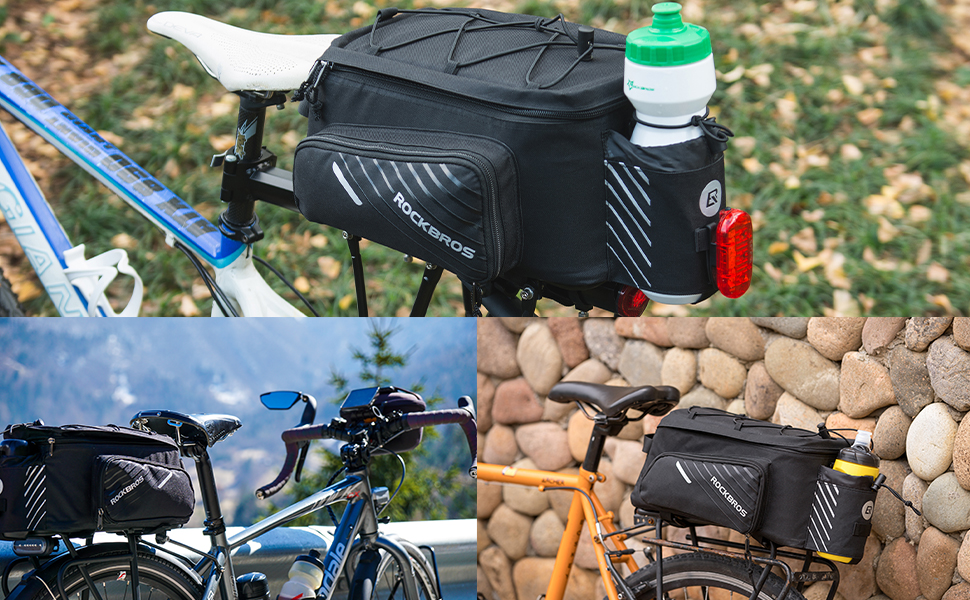 ROCKBROS Sacoche Vélo Bicyclette Porte-Bagages Arrière 9-12L, Sac Pliable  de Rangement Sac de Transport pour Vélo de Route VTT Portable avec Housse  de Pluie Noir : : Sports et Loisirs