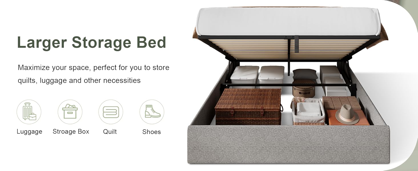 full size storage bed frame with headboard