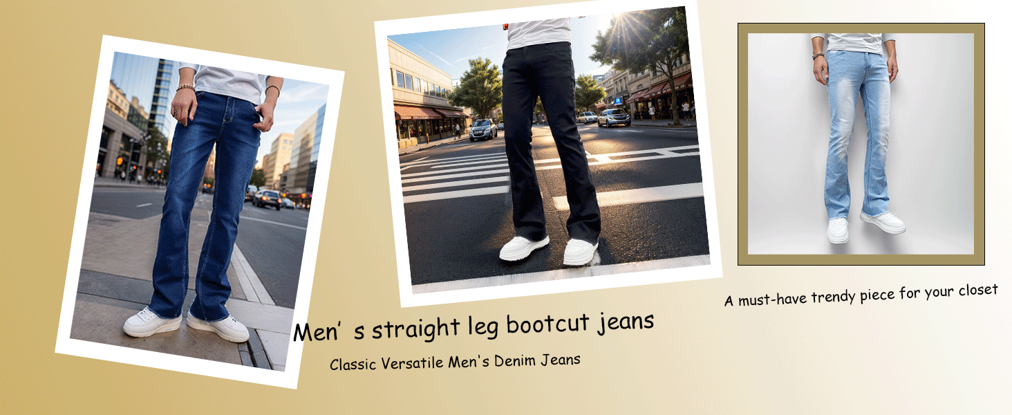 mens straight leg bootcut jeans Classic Versatile Mens Denim Jeans
