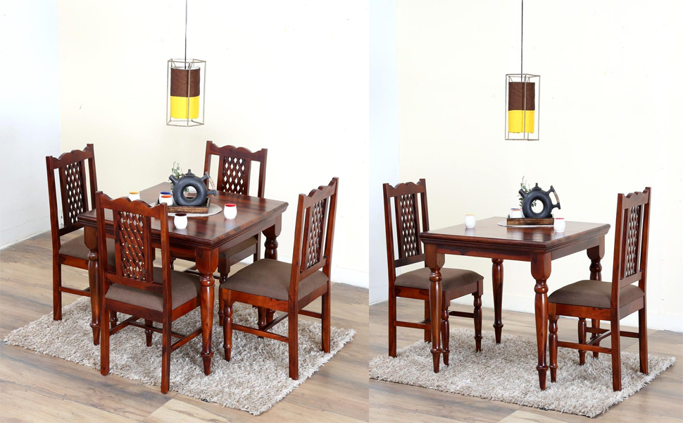 KD FURNITURES HOME Sheesham Wood Dining Table 4 Seater Dining Table with Chair Dining Table