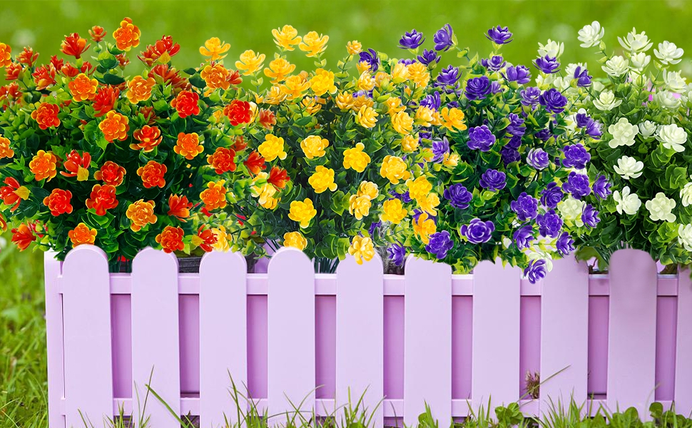 TURNMEON 20 Bundles Outdoor Artificial Spring Flowers