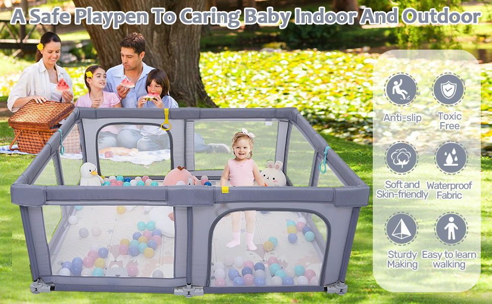 Foldable Baby Playpen, Ronipic Playpen for Babies and