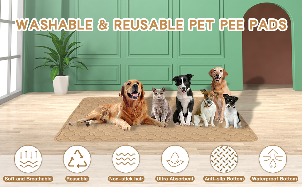 KALINCO Washable Dog Pee Pads, Reusable Whelping Pads, NonSlip