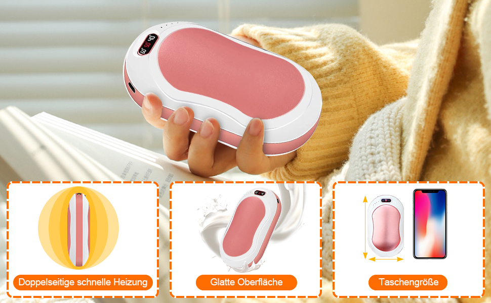 Handwärmer Wiederaufladbar, USB Taschenwärmer mit 10000mAh Tragbarer