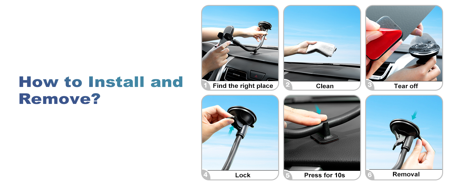 Niofind Phone Holder Windscreen Mount, Universal Long Arm Windshield