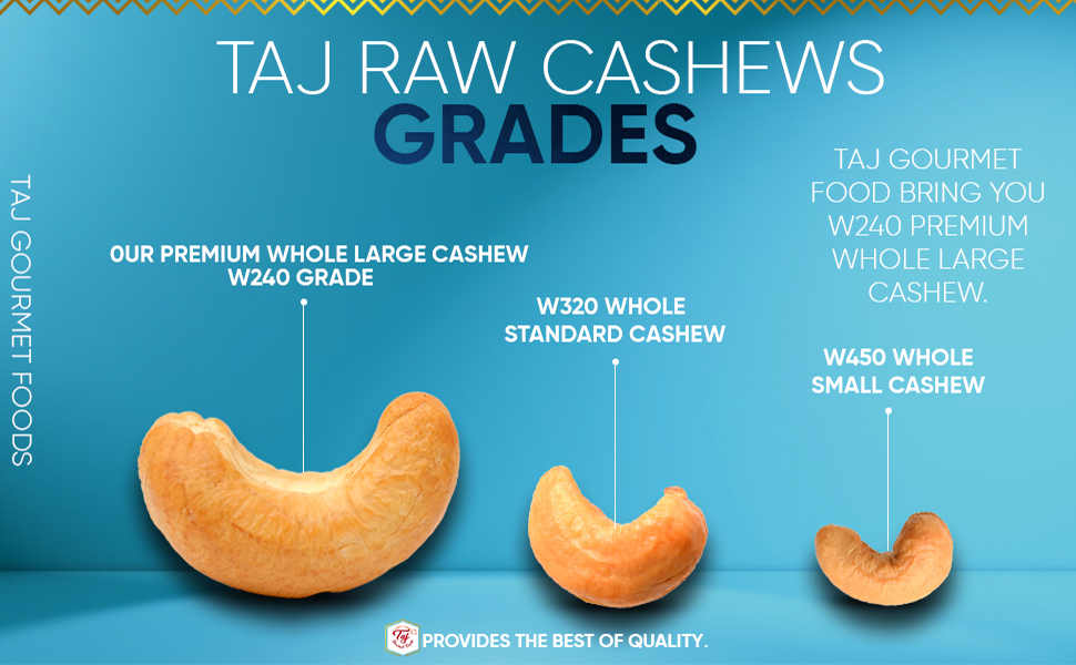 TAJ Raw Cashews Whole 5lbs Bulk Pack Premium Large