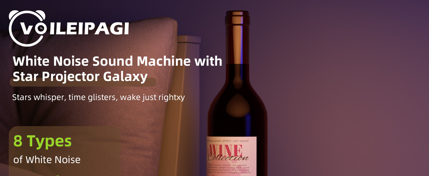 VOILEIPAGI White Noise Sound Machine with Nightlight &amp; Alarm Clock