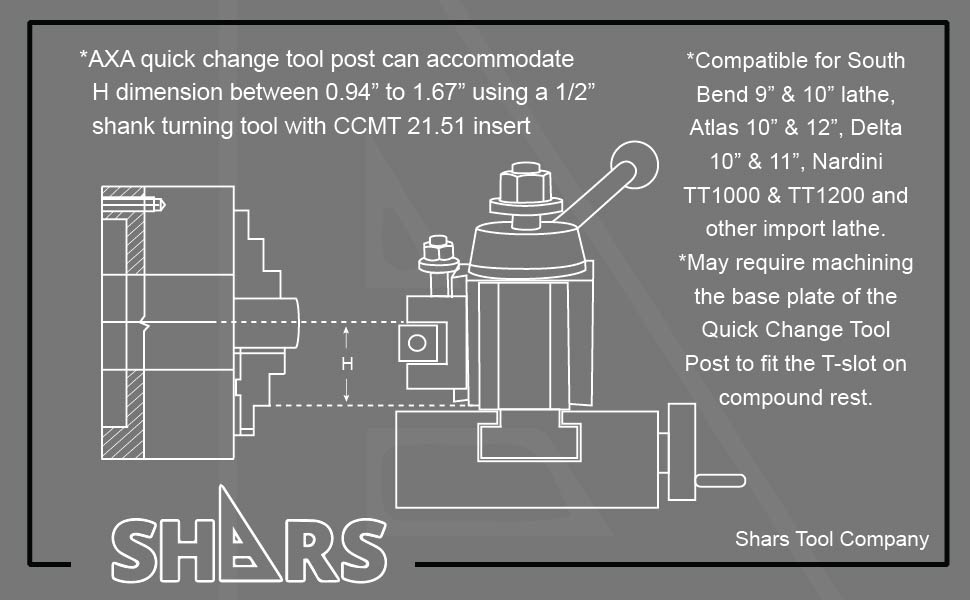 Shars Wedge Type AXA Quick Changing Tool Post 111 for 612