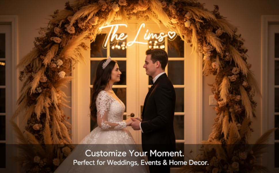 Glowing Neon Lights Make A Beautiful Backdrop to Your Special Day!