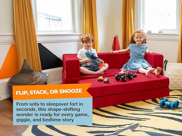 Amazon.com: Jaxx Zipline Kids Sofa & Large Ottoman, 3 in 1 Fold