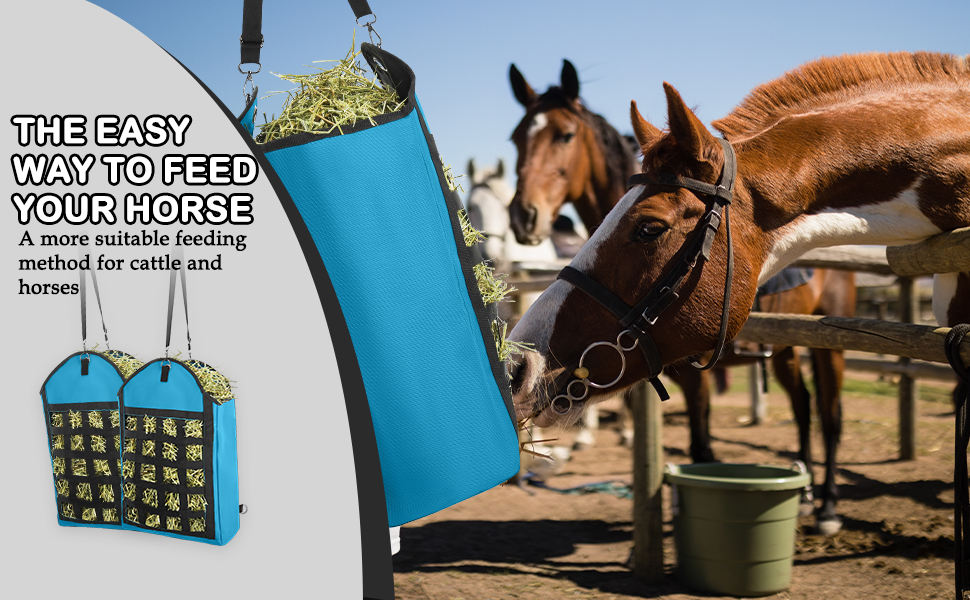 Blue Hay Bag with large opening