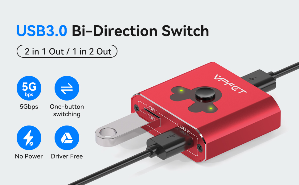 Amazon.com: USB 3.0 Switch Selector,USB Switcher 2 in 1 Out / 1 in 2 ...