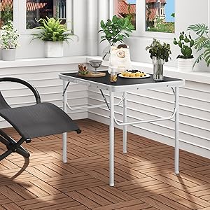 WOLTU Multifunctional Folding Camping Table. Garden Table. Balcony Table. Side Table For Garden. Terrace. Balcony Or Picnic In Aluminium And MDF. Black 14 CPT8131sz