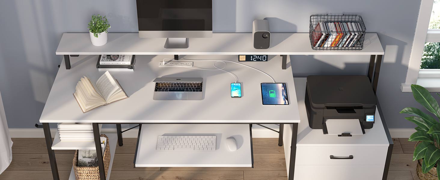 Rolanstar Computer Desk 65" with File Drawer, Gaming Desk